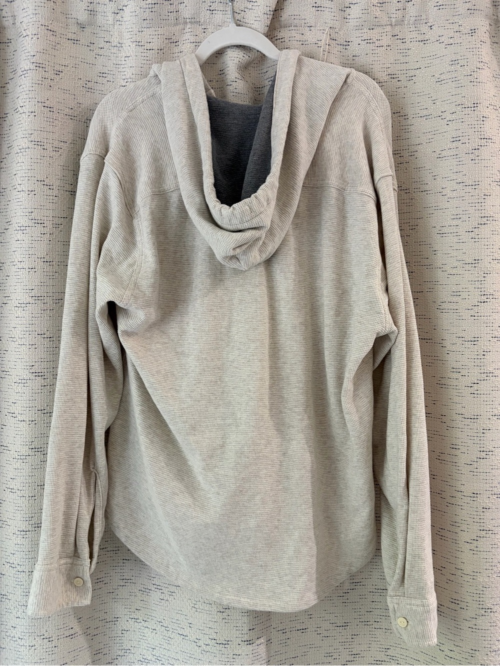 American Eagle Cream Waffle-Knit Hooded Top - Picture 3 of 5